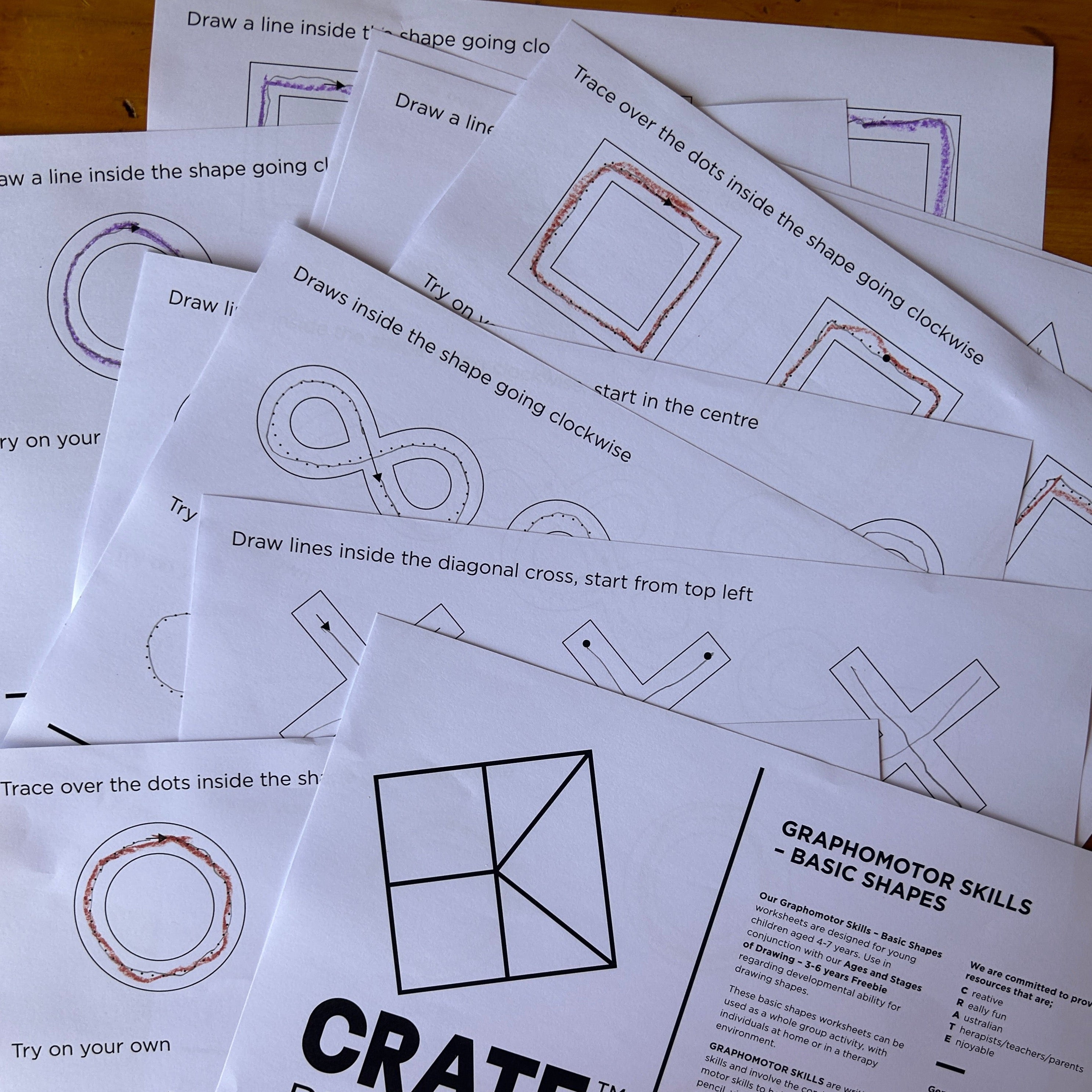Graphomotor Worksheets - Draw a shape – Crate Resources